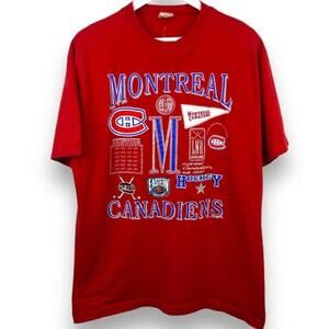 1993 Montreal Canadiens Hockey Graphic Red Shirt Retro Tee